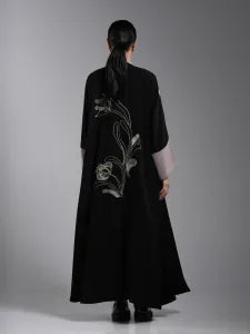 Abaya with a rose embroidery on the back