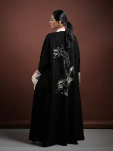 Abaya with a rose embroidery on the back