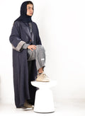 Navy blue abaya mixed with grey