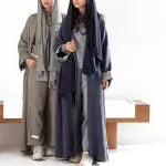 Navy blue abaya mixed with grey