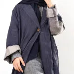 Navy blue abaya mixed with grey