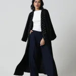 Abaya with front floral design