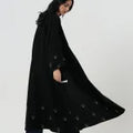 Abaya with embroidered floral edges