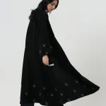 Abaya with embroidered floral edges