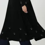 Abaya with embroidered floral edges