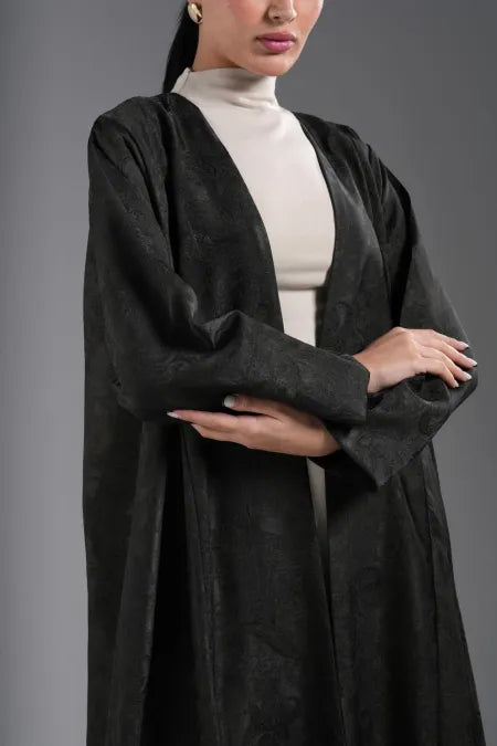 Jacquard abaya, mid-length, in green