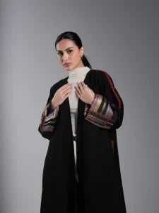 Black abaya with colorful sleeves
