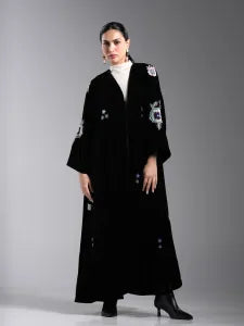 Velvet abaya with full embroidery