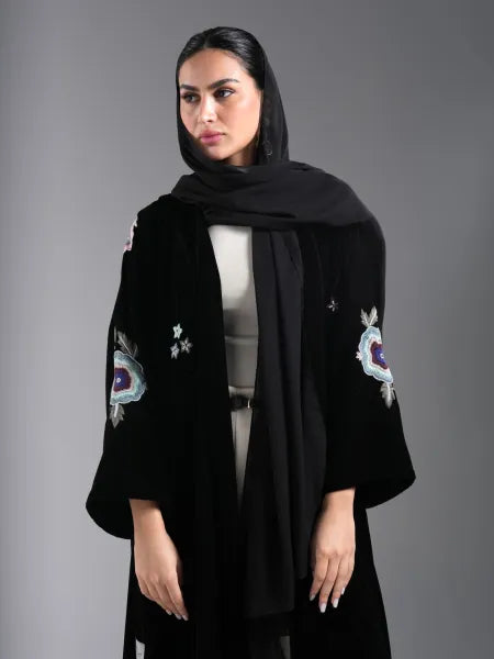 Velvet abaya with full embroidery