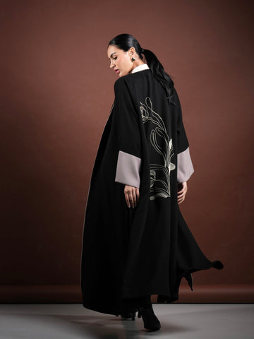 Abaya with a rose embroidery on the back